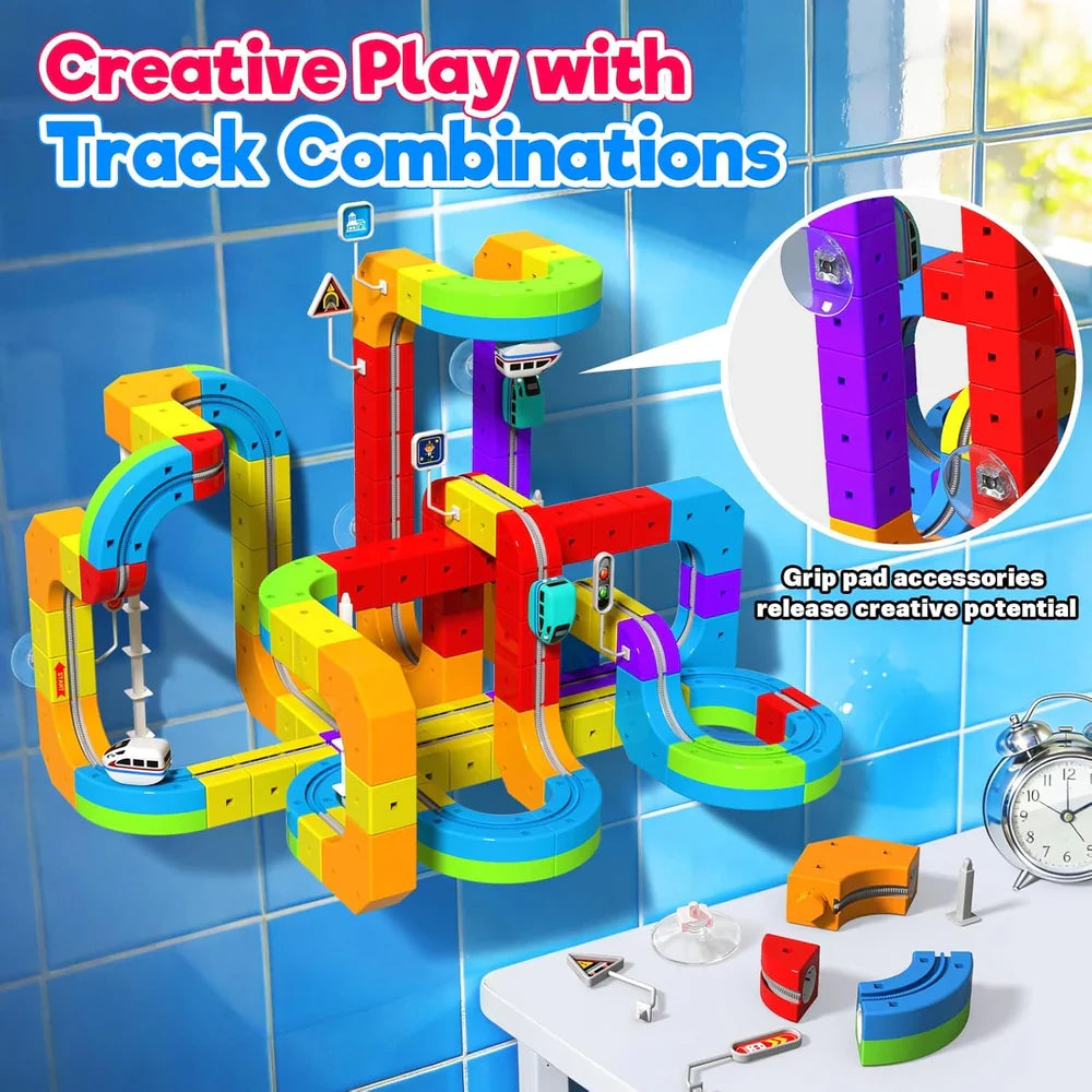 Kids Magnetic Track Rail Car Set with Electric Race Car