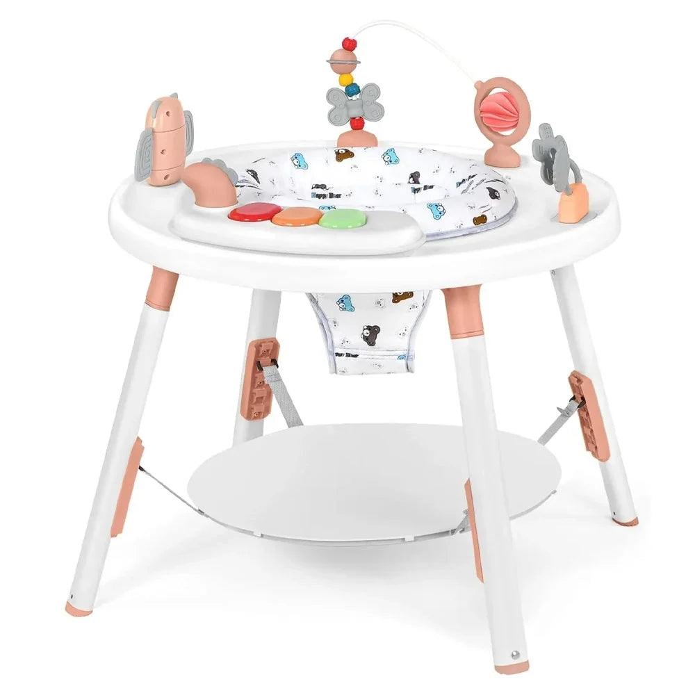 3-in-1 baby activity centre jumper and table with removable toys and 360° rotating seat