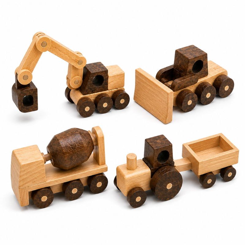 Montessori Wooden Vehicle Toy Set