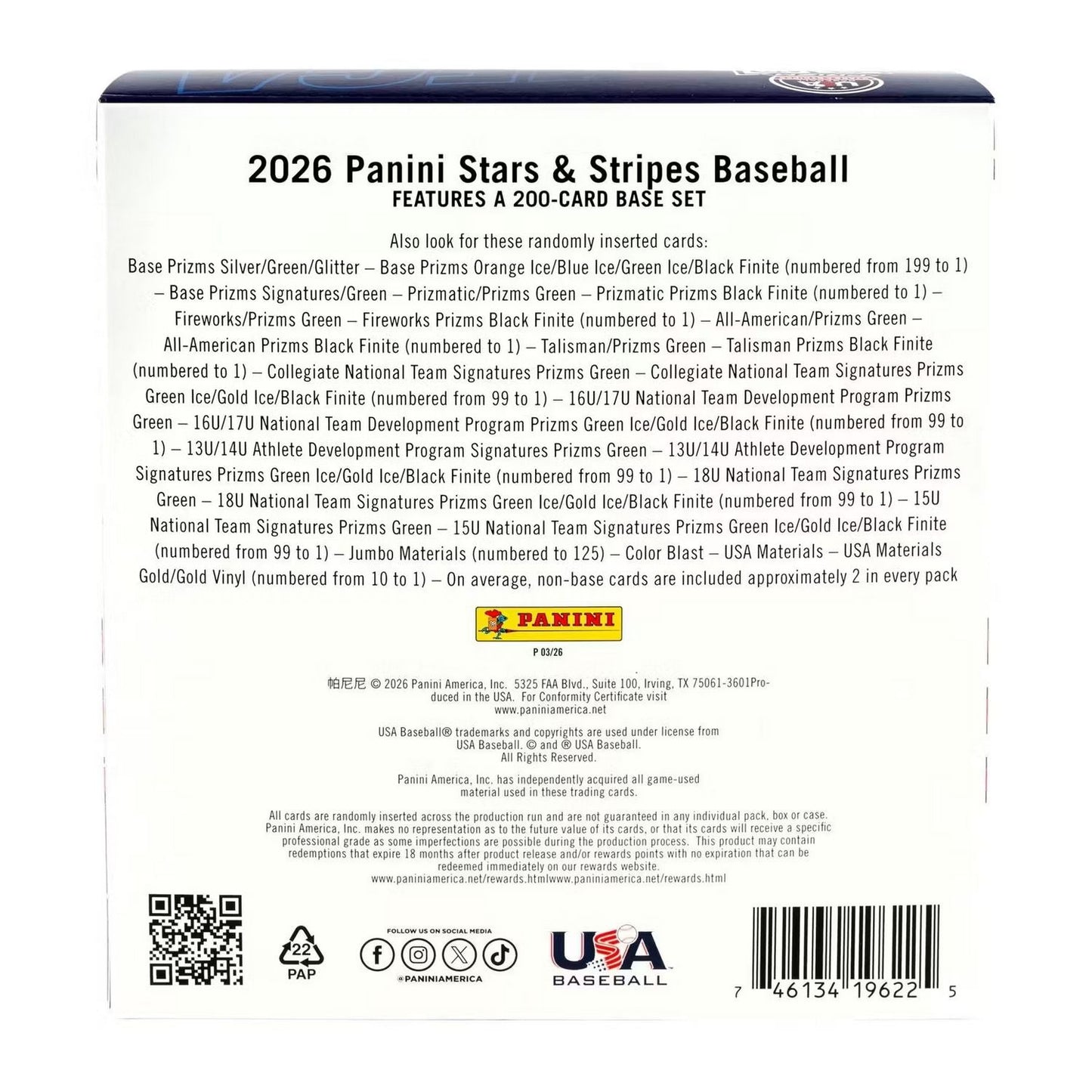 2026 Panini Stars & Stripes Prizm Baseball Mega Box