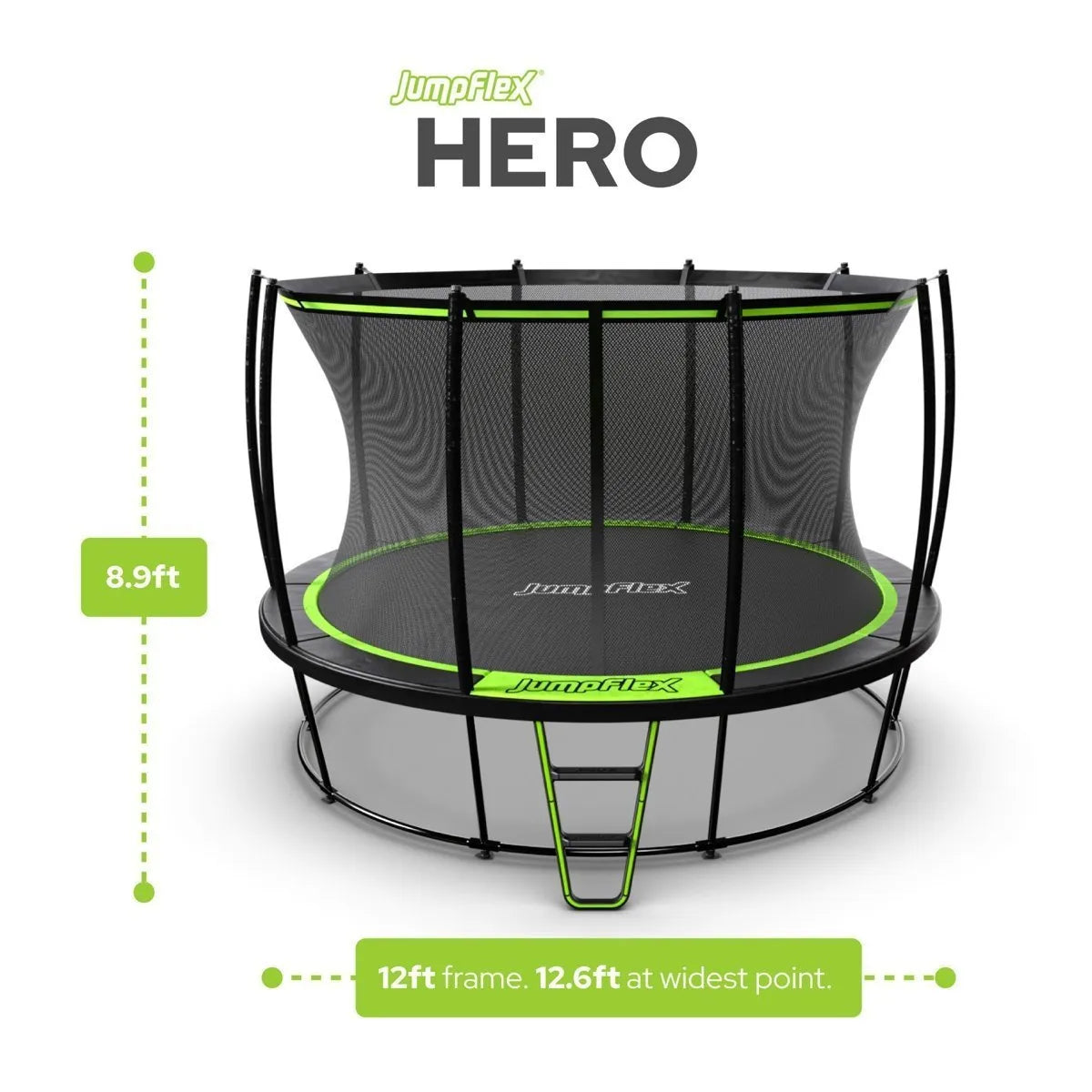 JumpFlex Hero Round Outdoor Trampoline for Garden & Backyard Use