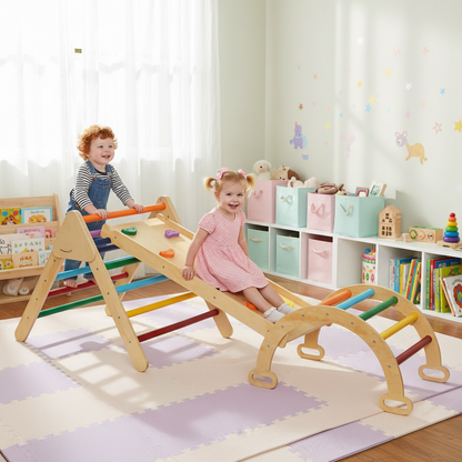 5-in-1 Wooden Climbing Frame & Montessori Play Gym for Toddlers