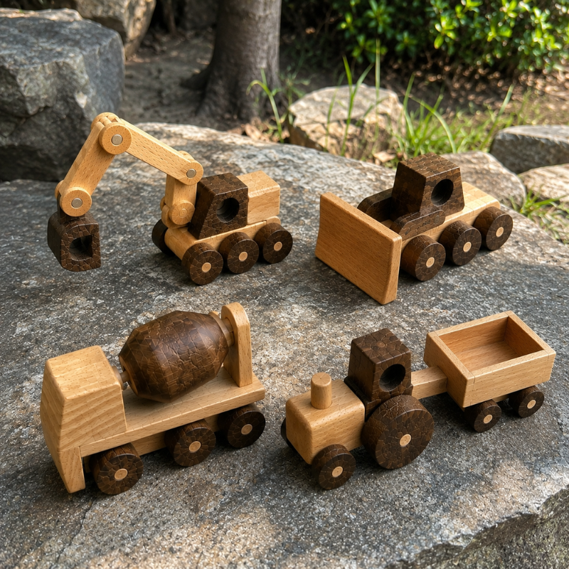 Montessori Wooden Vehicle Toy Set