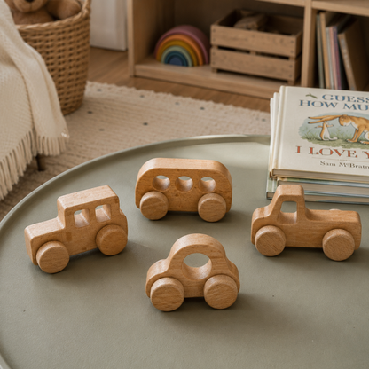 Handmade Wooden Toy Vehicle Set