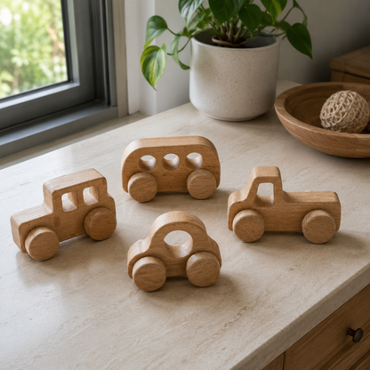 Handmade Wooden Toy Vehicle Set