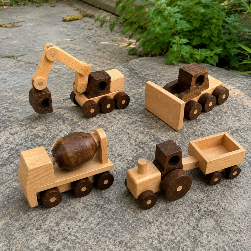 Montessori Wooden Vehicle Toy Set