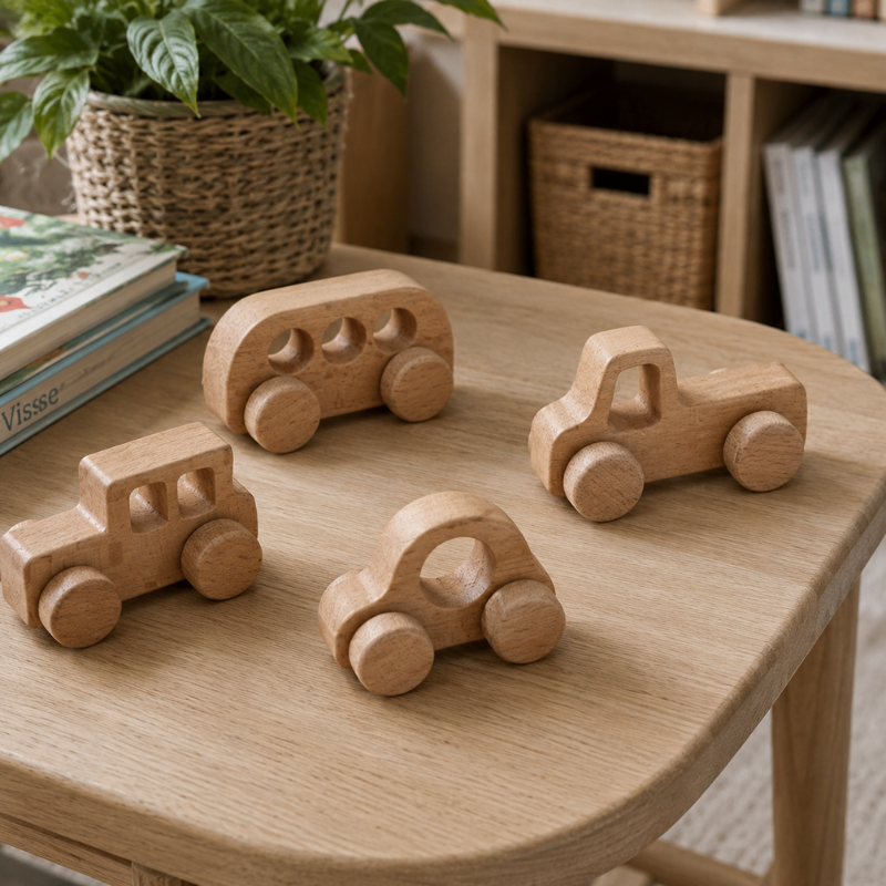 Handmade Wooden Toy Vehicle Set