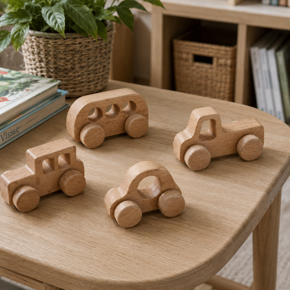 Handmade Wooden Toy Vehicle Set