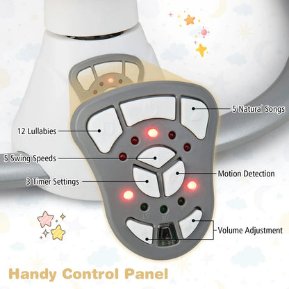 Baby Bouncer with 5 Swing Speeds and Built-In 17 Music for Newborn