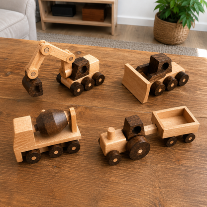 Montessori Wooden Vehicle Toy Set