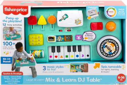 Fisher-Price Lernspaß DJ Spieltisch - Musikalisches Lernspielzeug Mit 3 Klavierspielmodi, Lichtern, Version: Englisch; Italienisch; Portugiesisch; Spanisch, HRB60