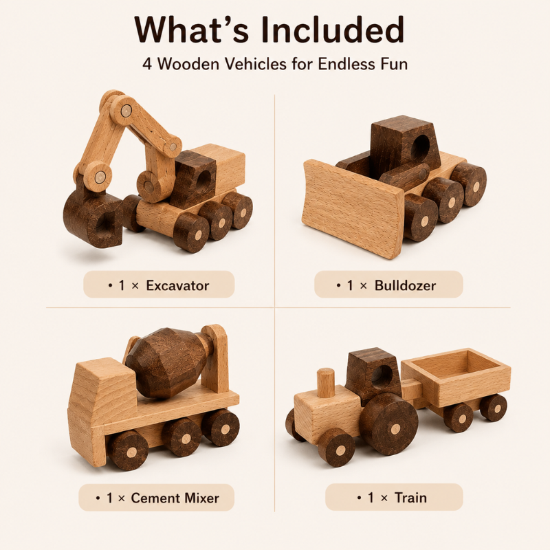 Montessori Wooden Vehicle Toy Set