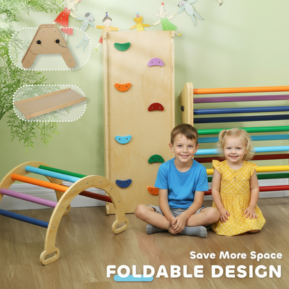 5-in-1 Wooden Climbing Frame & Montessori Play Gym for Toddlers