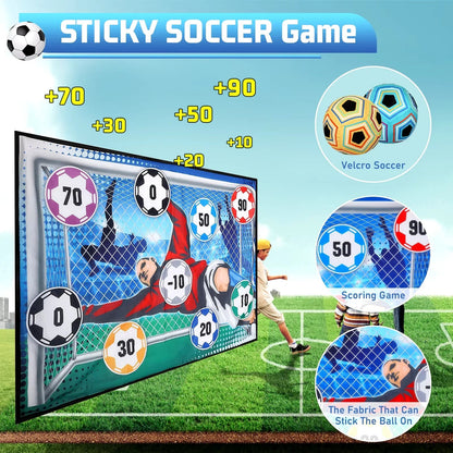 Football Soccer Sticky Goal Toy Shooting Score Practice Indoor Outdoor Sport Game Penalty Free Kick Training for Boys Gift