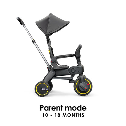 Doona Liki Trike S1 Grey Foldable Toddler Trike with Parent Push Handle