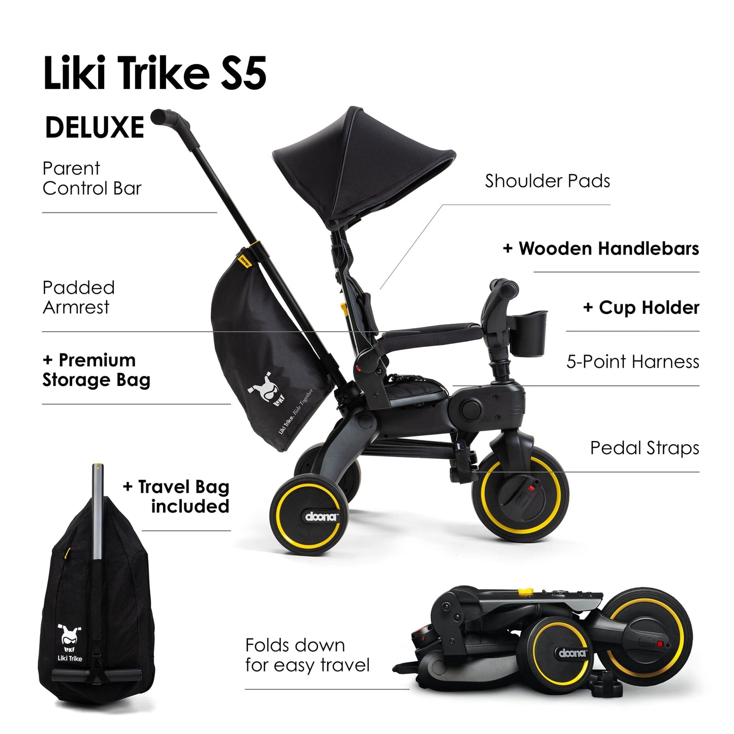 Doona Liki Trike S5 Midnight Limited Edition Foldable Toddler Trike