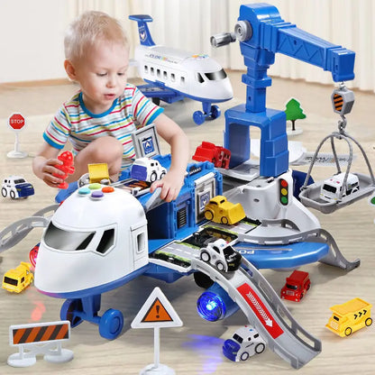 Deformation Music Simulation Inertia Passenger Plane Toy, Large Size Airliner Car for Kids Ages 3+
