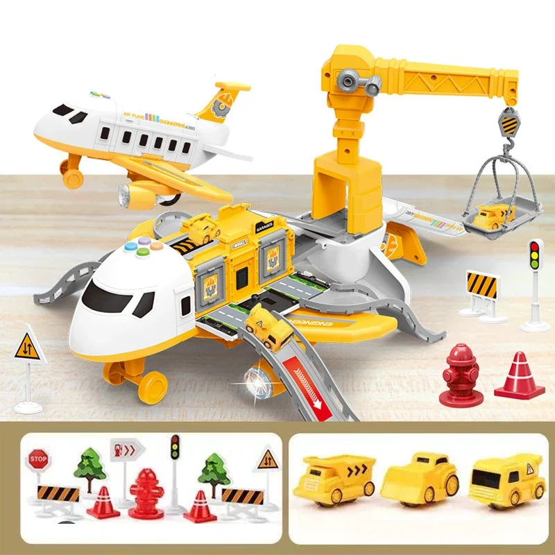 Deformation Music Simulation Inertia Passenger Plane Toy, Large Size Airliner Car for Kids Ages 3+