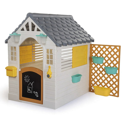 Dolu Garden Playhouse with Fence – White/Grey