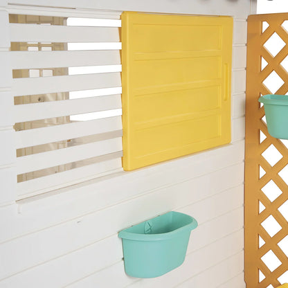 Dolu Garden Playhouse with Fence – White/Grey