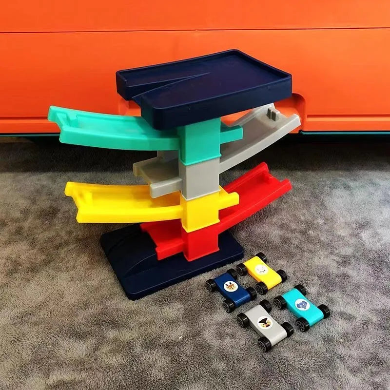 Race Track Car Ramp Toy for Kids Ages 14+, Educational Gliding Track Car Park Game