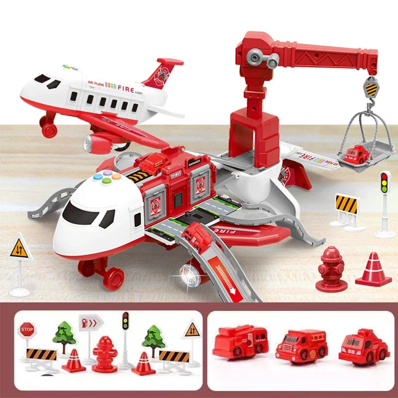 Deformation Music Simulation Inertia Passenger Plane Toy, Large Size Airliner Car for Kids Ages 3+