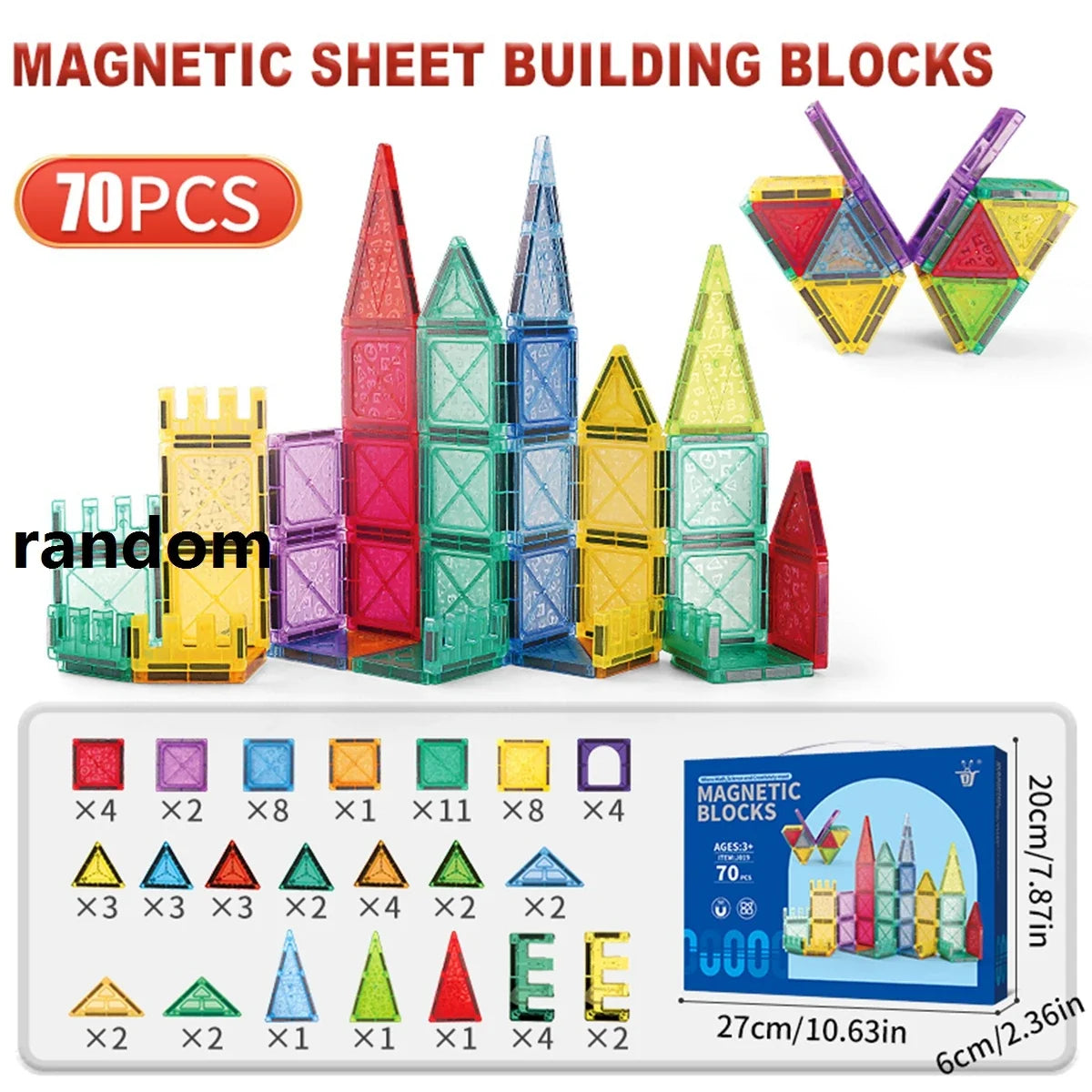 Magnetic Tiles Building Blocks for Kids Ages 3-8, Magnetic Toys for Boys and Girls, Preschool STEM Learning