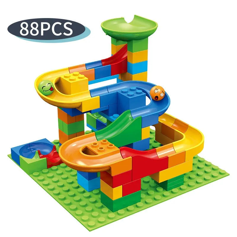 Marble Run Building Blocks Set 84–504 Pieces Funnel Ball Track STEM Construction Toy For Kids Age 3+