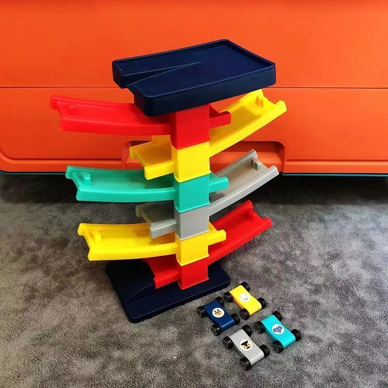 Race Track Car Ramp Toy for Kids Ages 14+, Educational Gliding Track Car Park Game