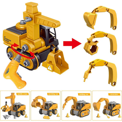 Kids Engineering Vehicle Electric Drill Toy Educational Building Set for Boys Age 3+