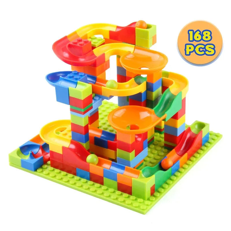 Marble Run Building Blocks Set 84–504 Pieces Funnel Ball Track STEM Construction Toy For Kids Age 3+