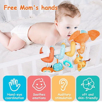 Infant Spiral Activity Toy for Car Seat & Stroller – Elephant Hanging Sensory Toy