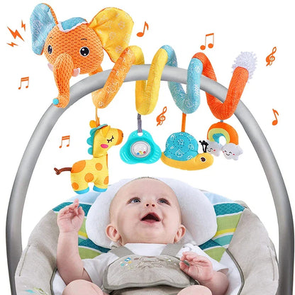 Infant Spiral Activity Toy for Car Seat & Stroller – Elephant Hanging Sensory Toy
