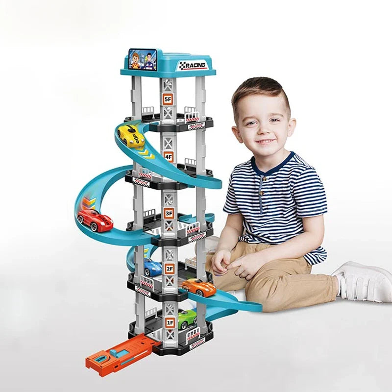 Race Track Car Ramp Toy for Kids Ages 14+, Educational Gliding Track Car Park Game