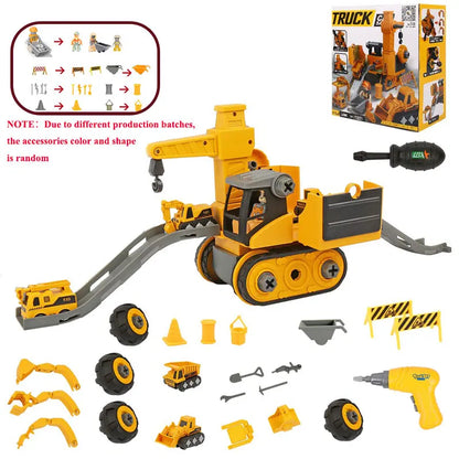 Kids Engineering Vehicle Electric Drill Toy Educational Building Set for Boys Age 3+