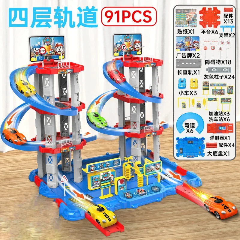 Race Track Car Ramp Toy for Kids Ages 14+, Educational Gliding Track Car Park Game