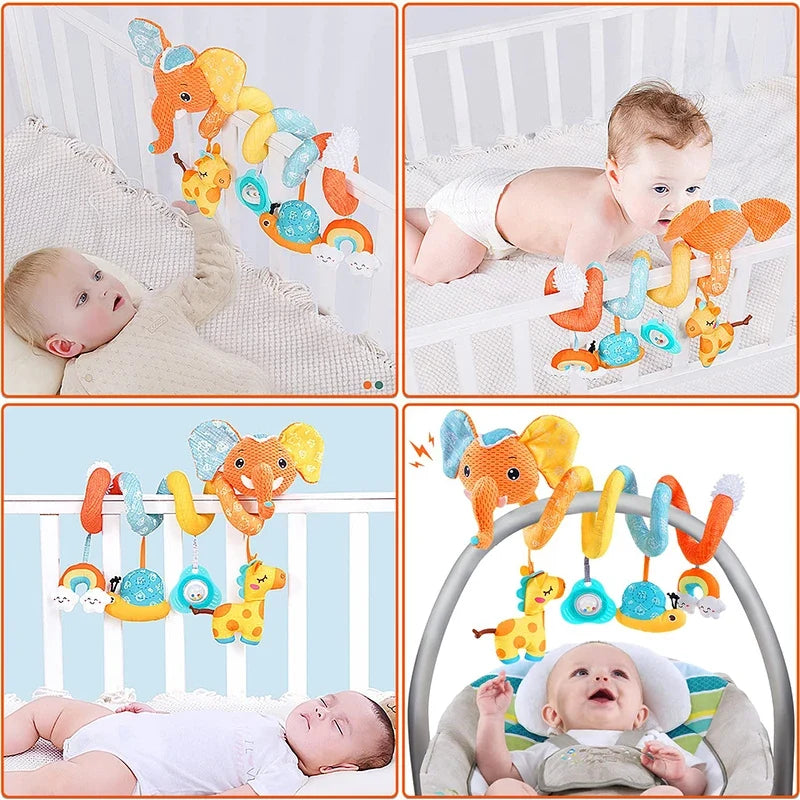 Infant Spiral Activity Toy for Car Seat & Stroller – Elephant Hanging Sensory Toy