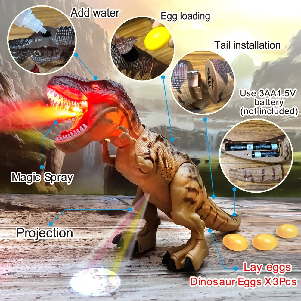 Electric Toy Large-Size Walking Spray Lay Eggs Dinosaur Robot for Kids Age 7+ with Light, Sound