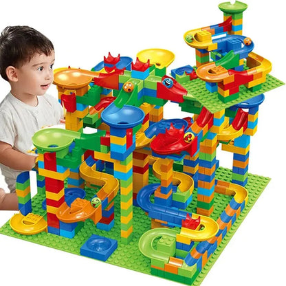 Marble Run Building Blocks Set 84–504 Pieces Funnel Ball Track STEM Construction Toy For Kids Age 3+