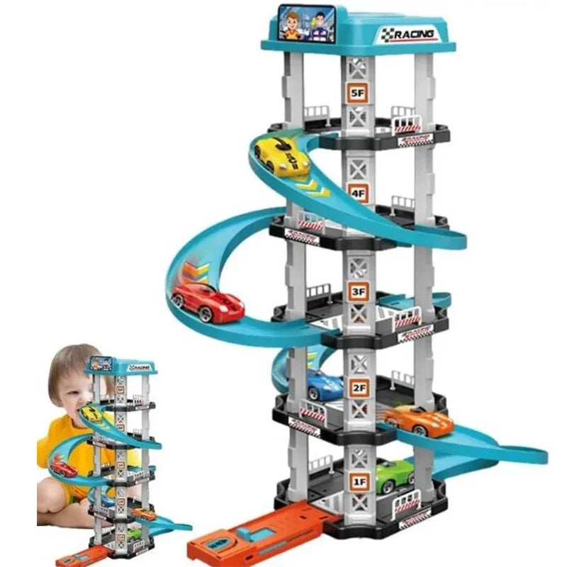 Race Track Car Ramp Toy for Kids Ages 14+, Educational Gliding Track Car Park Game