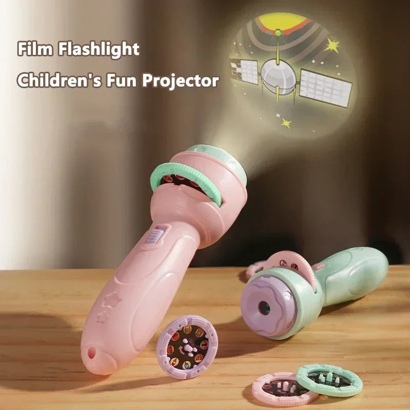 Projection Flashlight Educational Puzzle Toy 80 Patterns Cartoon Projector Torch for Babies and Children Age 3+