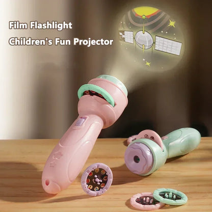 Projection Flashlight Educational Puzzle Toy 80 Patterns Cartoon Projector Torch for Babies and Children Age 3+