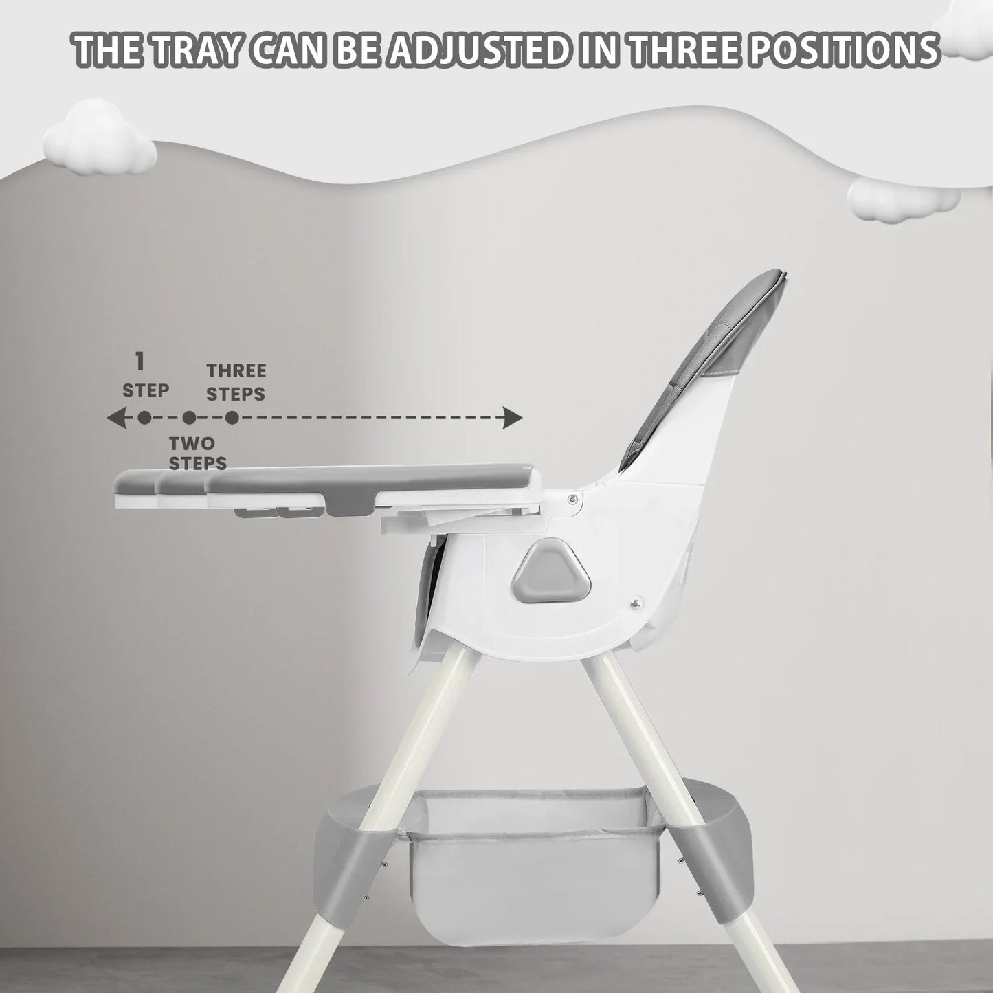 Foldable Baby High Chair with Anti-Slip Base, Toy Rack, and Removable Tray – Ages 6 Months+