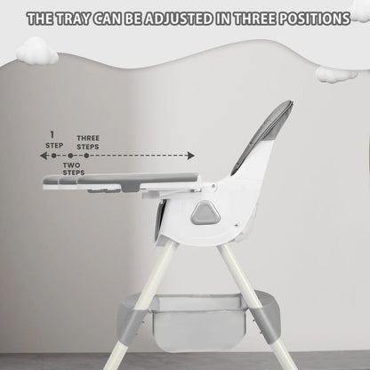 Foldable Baby High Chair with Anti-Slip Base, Toy Rack, and Removable Tray – Ages 6 Months+