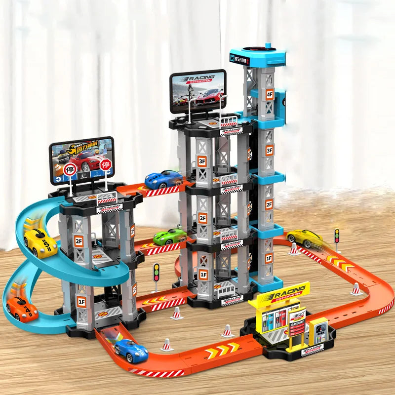 Race Track Car Ramp Toy for Kids Ages 14+, Educational Gliding Track Car Park Game