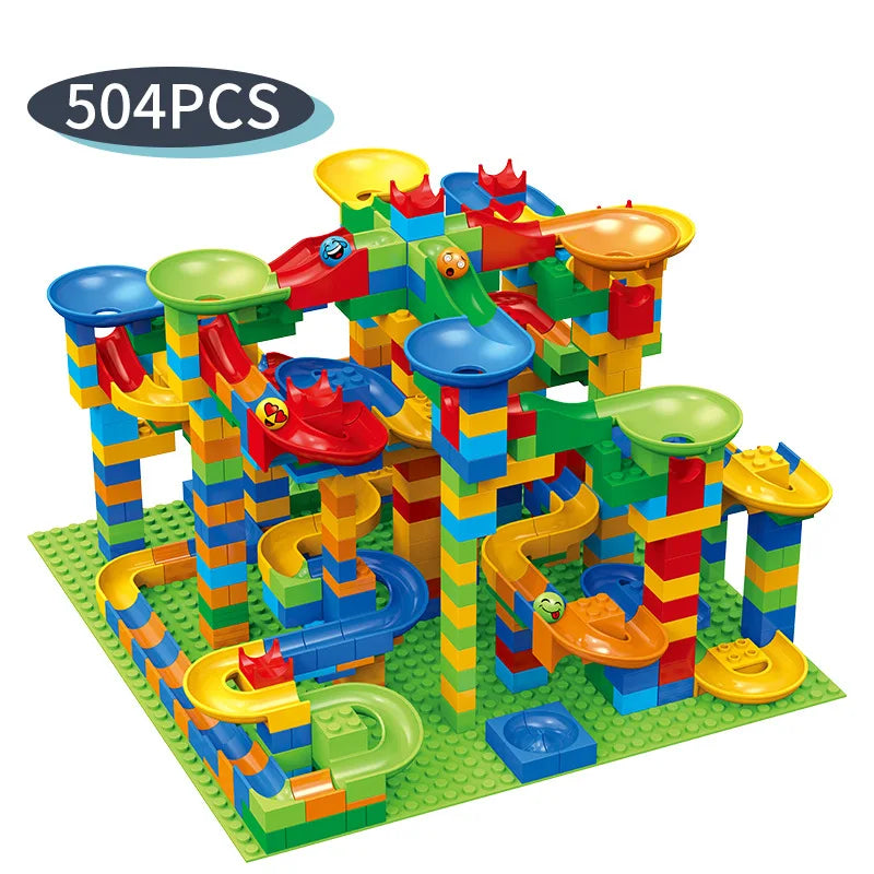 Marble Run Building Blocks Set 84–504 Pieces Funnel Ball Track STEM Construction Toy For Kids Age 3+