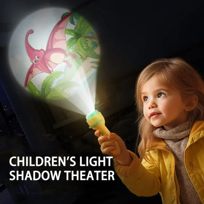 Projection Flashlight Educational Puzzle Toy 80 Patterns Cartoon Projector Torch for Babies and Children Age 3+