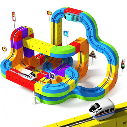 Kids Magnetic Track Rail Car Set with Electric Race Car