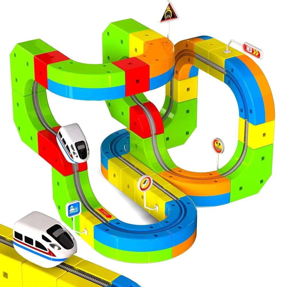 Kids Magnetic Track Rail Car Set with Electric Race Car
