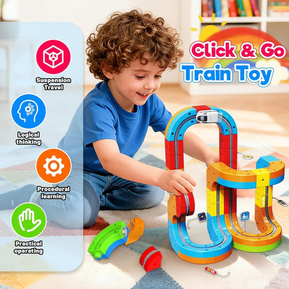 Kids Magnetic Track Rail Car Set with Electric Race Car